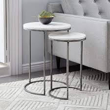 Marble Round Nesting Side Table Set Of 2 Marble Side Tables Marble Side Table Round Coffee Table