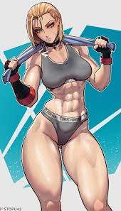 stopu, cammy white, street fighter, street fighter 6, absurdres, highres,  1girl, abs, biceps, blue eyes, fingerless gloves, gloves, gluteal fold,  hair slicked back, looking to the side, muscular, muscular arms, muscular  female,
