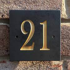 Check spelling or type a new query. Riven Signs Slate House Sign Door Number Gold Numbers