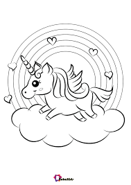 From simple unicorn outlines for preschool kids to color in, to more detailed designs for big kids, we hope you find a coloring page that you like! Rainbow And Unicorn With Cloud Coloring Pages Bubakids Com Unicorn Coloring Pages Colouring Pages Printable Free Unicorn Coloring