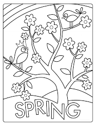You color colorful and vivid pictures for spring. Beautiful Tree In Spring Coloring Page Free Printable Coloring Pages For Kids
