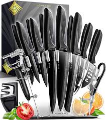 They are an investment any chef or home cook will eventually have to make. Stainless Steel Sharp Knife Set With Knife Block 17 Pieces Professional Kitchen Knife Set With Sharpener Chef Knife Set 6 Steak Knife Peeler Scissors Cheese Pizza Knife Chef Knife