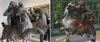 Created by 5 teens in la, monkey embraces making friends over social monkey is the fastest, easiest, and most fun way to meet new people all over the world. Left One Of The Two Statues Of A Monkey Riding A Goat On Display In Download Scientific Diagram