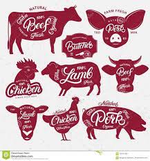 Set Of Butchery Logo Label Emblem Poster Photo About Black Bird Livestock Lamb Business Advertising Bull Cattle Com Butchery Animal Logo Bull Logo