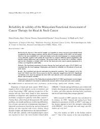 Learn throat cancer symptoms topic in biology in details explained by subject experts on vedantu.com. Pdf Reliability Validity Of The Malayalam Functional Assessment Of Cancer Therapy For Head Neck Cancer