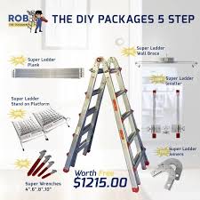 Ladder safety rails, ladder standoff, ladder stabilizer, ladder extension for safety and fall ladder stabilizer bumpers, ladder standoff rubber end caps, ladder standoff protective covers. The Diy 5 Step Super Ladder Package Rob The Tool Man Ladder