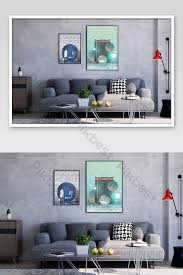 Browse millions of quality photos, images living room study, decorative painting, modern ink style, frameless painting | powerpoint. Minimalist Living Room Sofa Background Wall Decoration Painting Mockup Psd Free Download Pikbest