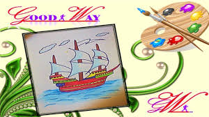 طريقة رسم وتلوين سفينة شراعية كبيره وبحر how to draw and paint a sail sailboat enamel pins