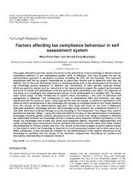 The responsibility for collecting tax revenue falls on lembaga hasil dalam negeri (lhdn) and royal customs and excise department. Pdf Factors Affecting Tax Compliance Behaviour In Self Assessment System