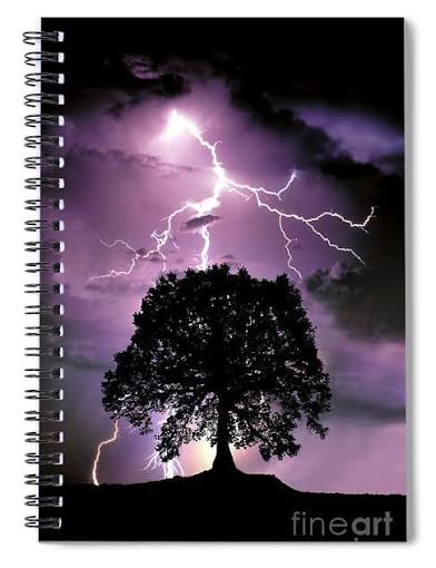 Composite Of Lightning Hitting A Tree Spiral Notebook