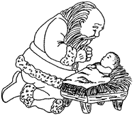 The illustration the baby jesus lying in the manger. Kneeling Santa With Baby Jesus Coloring Page Jesus Coloring Pages Santa Coloring Pages Kneeling Santa