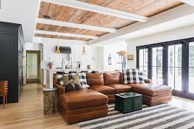 Maybe This Type Sofa For Family Room Like The Reclaimed Wood Tray Ceiling With Beams Home Bunch White Paneling White Beams Living Room Wood