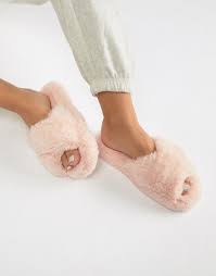 Asos Design Asos Design Wide Fit Neve Cross Strap Slider Slippers Slippers Asos Designs Fuzzy Slippers