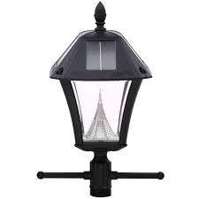Tools that are needed but not supplied with the solar post lamps are: Gama Sonic Baytown Ii Solar Black Resin Outdoor Post Light And Lamp Post With Ez Anchor Base Gs 105s G The Home Depot