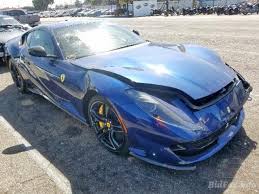 Spanning its lifetime the ferrari 812 superfast has had a total of 17 interior colors including beige tradizione w/leather seat trim beige, black w/leather seat trim black and blu medio w/leather seat trim blue. Ferrari 812 Superfast 2019 Blue 6 5l 12 Vin Zff83cla5k0245283 Free Car History