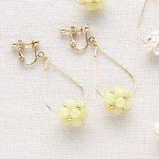 レシピno 1481 ビーズボールネック イヤリング イエロー セットアクセサリー 貴和製作所 手作りアクセサリーパーツ ビーズの通販 イヤリング ビーズボール ビーズ ピアス