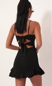 Party Dresses Aubrey Ruffle Dress In Black Black Ruffle Dress Black Graduation Dress Mini Black Dress