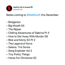 The series consists of six episodes and it premiered on cbc on september 25, 2017, and appeared on netflix on november 3, 2017. Netflix Happy One Month Until Christmas Because Nothing Says Festive Like Rick Morty And Big Mouth Here Are All The Series To Binge This December Facebook