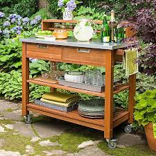 Lowe S Home Improvement On Instagram Repurpose A Potting Bench As A Food Prep Beverage Cart Outdoor Kitchen Appliances Outdoor Kitchen Bars Diy Outdoor Bar