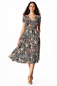 Abstract Geo Print Crepe Surplice Dress Eshakti In 2020 Fashion Clothes Women Fashion Outfits Clothes For Women