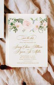 Wedding Save The Dates Floral Save The Date Printed Blush Wedding Invitations Wedding Save The Dates Wedding Saving