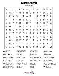 Crossword puzzles are for everyone. Word Search Heart Health American Home Health