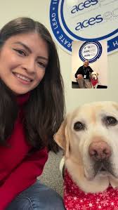 Heidi, the facility dog is well known thanks to her job at Yale University  but the young lab is now giving emotional support to students at ACES,  alongside her trustee handler Rich Simons! #staytuned ...