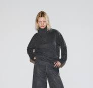 Metallic yarn knit trousers