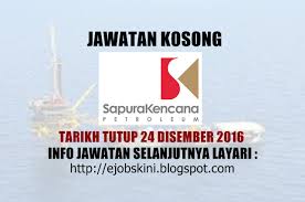 Untuk memudahkan pembaca dalam mencari maklumat tentang kerja kosong semasa, di bawah ini senarai iklan kerja kosong yang anda masih boleh mendaftar. Jawatan Kosong Sapura Kencana Drilling Tioman Sdn Bhd 24 Disember 2016