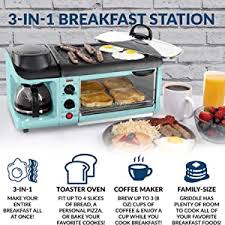 We did not find results for: Amazon Com Nostalgia Retro 3 In 1 Family Size Electric Breakfast Station Coffeemaker Griddle Toaster Oven Aqua Kitchen Dining