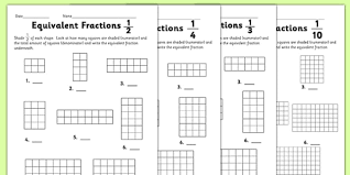 Here, children look at equal fractions and write the matching. Equivalent Fractions Worksheet Teacher Made