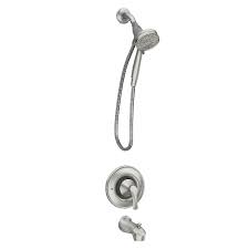 Get free shipping on qualified brushed nickel, moen bathtub & shower faucet combos or buy online pick up in store today in the bath department. Moen Darcy Tub Shower Faucet With Magnextix Handshower In Spot Resist Brushed Nickel Valv The Home Depot Canada