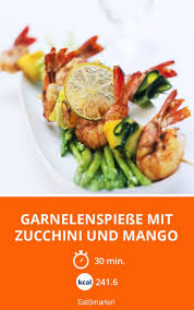 Garnelenspiesse Mit Zucchini Und Mango Rezept Rezepte Lebensmittel Essen Garnelenspiesse