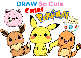 The cute pokemon characters include cute chibi / kawaii umbreon, leafeon, moltres, rowlet, espeon, charizard in a costume, pikachu in a costume, and totodile. Drawing Pokemon Chibi Style Draw So Cute