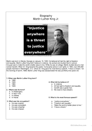Made a huge impact on both national and international society in terms of the civil rights movement. English Esl Martin Luther King Worksheets Most Downloaded 21 Results