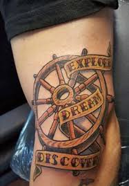 Anchor with compass and ship wheel tattoo design by chanlung168. 18 Incredible Ship Wheel Tattoo Ideas Styleoholic