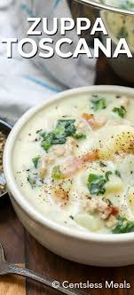 This Copycat Zuppa Toscana Soup Is A Deliciously Thick And Rich Soup Made With Bacon Sausage And Potatoes In 2020 Zuppa Toscana Soup Tuscany Soup Recipe Toscana Soup