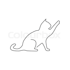 Collection of emojis and one line text art like (╯°□°）╯︵ ┻━┻. Cat One Line Drawing On White Stock Vector Colourbox