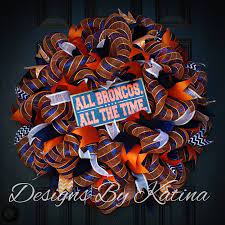 Celebrate the usa with a large diy patriotic paper rosette made with the cricut maker! Denver Broncos Deco Mesh Wreath Broncos Sign Orange Blue Door Wreath By Designs By Katina Www Facebook Com Design Deco Mesh Wreaths Sports Wreaths Mesh Wreaths