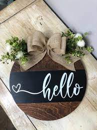 Round Door Hanger Door Hanger Door Decor Door Sign Hello Door Sign Hello Hanger Summer Door Hanger Heart Door Sign Door Signs Diy Door Hangers Diy Wooden Signs Diy