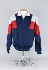 80s colorblock sweatshirt vintage retro half zip pullover 90s streetwear athletic style blue red gray collared sweater m streetwear fashion models pullover