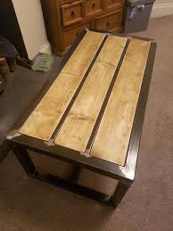Una Hermosa Mesa De Cafe Hecha A Mano Hecho Con 50 X 50 Seccion De Caja De Acero Suave Con Tablon Coffee Table Wood Rustic Industrial Furniture Metal Furniture