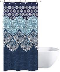 Clothing, paisley shower curtain fabric bathroom decor. Amazon Com Riyidecor Boho Paisley Shower Curtain Set 36wx72h Inch Floral India Bohemia Dark Navy Bathroom Decor Fabric Panel Polyester Waterproof With 7 Pack Plastic Shower Hooks Furniture Decor