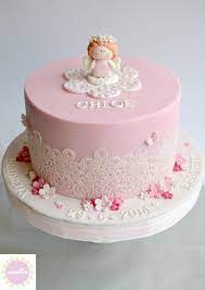 White Pink Angelic Christening Christening Cake Girls Baby Christening Cakes Girl Cakes