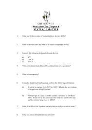 Classification of matter achievement scale 11. Chemistry Ii Worksheet For Chapter 8 States Of Matter