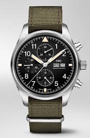 Iwc Pilot Chronograph On Olive Green Nato Strap Reloj De Oro Relojes De Lujo Accesorios Para Hombre