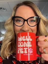 Bloody loving the new mugs! They're available to order from the shop page  of my website. Mugs designed by Amy Blackwell. Link in comments below.  Photo description for blind and vision impaired