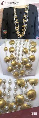 Sold Jay Feinberg Gold Pearl 4 Strand Necklace Necklace Gold Pearl Strand Necklace