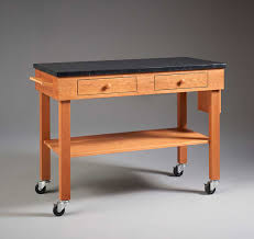 Kitchen work tables are wooden or metal structures that provide additional workspace in the kitchen. Pompanoosuc Mills
