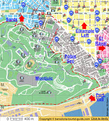 Los municipios se organizan en comarcas con un. Mapa De Aparcamiento De Montjuic En Barcelona Catalunya Espana